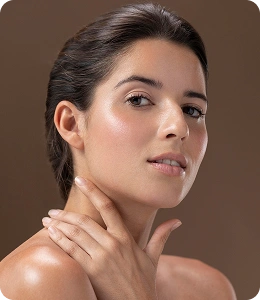 Healthy glowing skin after facial treatment with smooth complexion